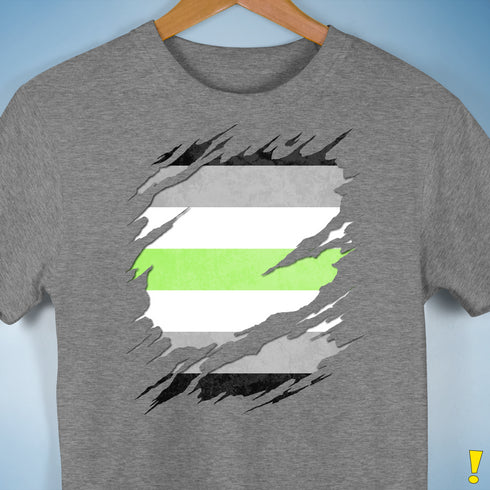 Agender Pride Flag Ripped Reveal Premium Unisex T-Shirt - Grey Heather